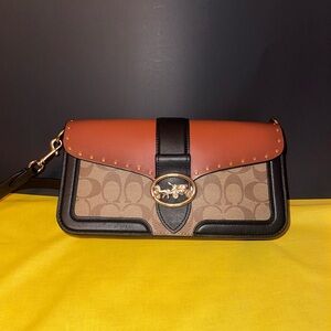 Coach Georgie Shoulder Bag In Colorblock Signature Canvas With Rivets